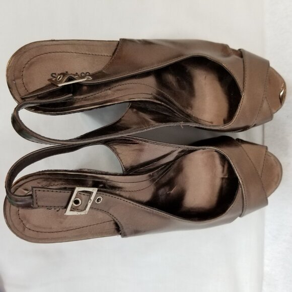 STYLE & CO 5" Wedge 1" Platform Heels Brown Size 9M ~ 4366 - Picture 7 of 11